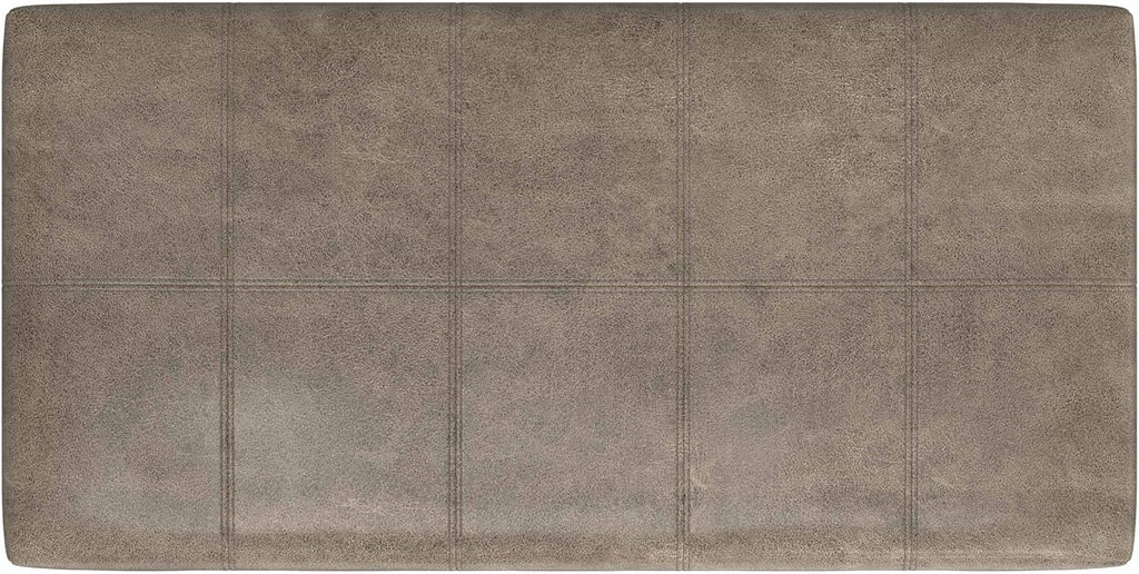 SIMPLIHOME Dover Storage Ottoman Bench - 36 inch Wide Upholstered Vegan Leather Rectangular Lift-Top Ottoman in Distressed Smoky Grey Brown, Contemporary Bench for Living Room with Safety Hinges