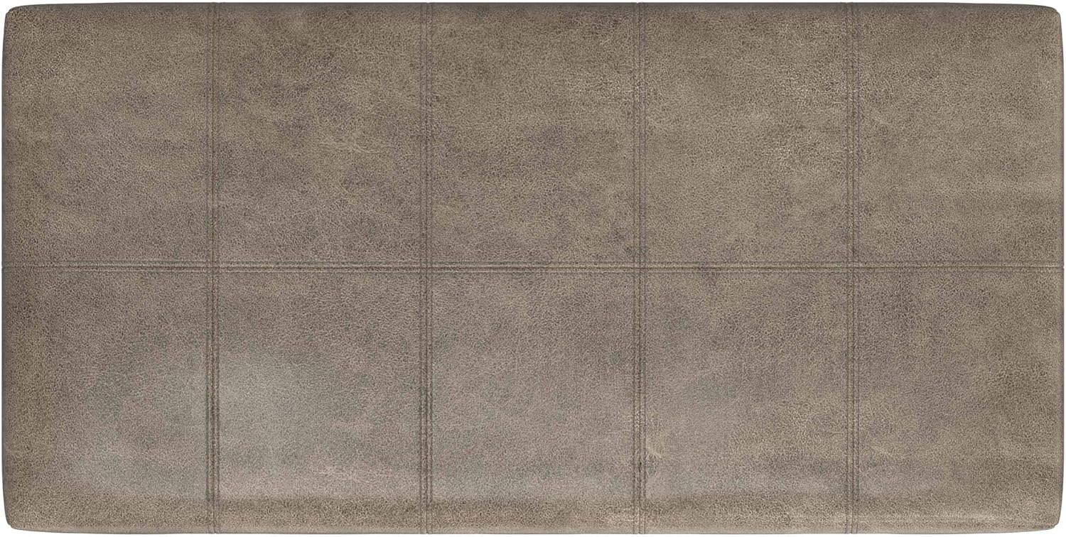 SIMPLIHOME Dover Storage Ottoman Bench - 36 inch Wide Upholstered Vegan Leather Rectangular Lift-Top Ottoman in Distressed Smoky Grey Brown, Contemporary Bench for Living Room with Safety Hinges