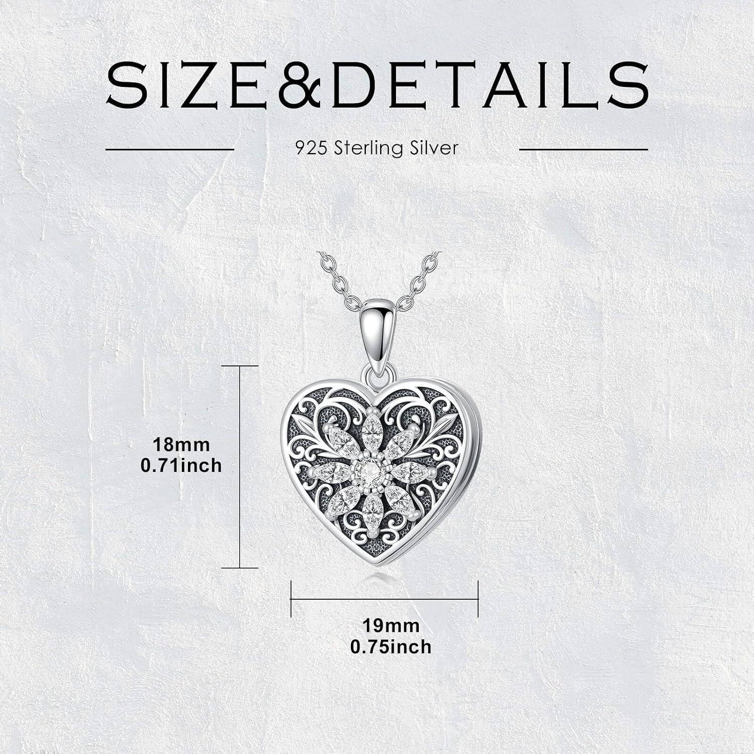 925 Sterling Silver Heart Locket Necklace for Women That Hold Pictures Ladies Jewelry Gifts