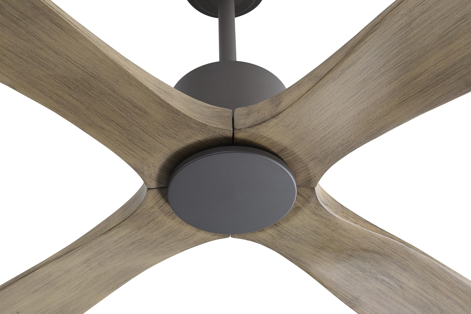 WINGBO 48 Inch DC Ceiling Fan without Lights, 4 Carved Solid Wood Blades, 6-Speed Noiseless Reversible DC Motor, Modern Ceiling Fan No Light with Remote, Graphite Finish with Gray Blades, ETL Listed