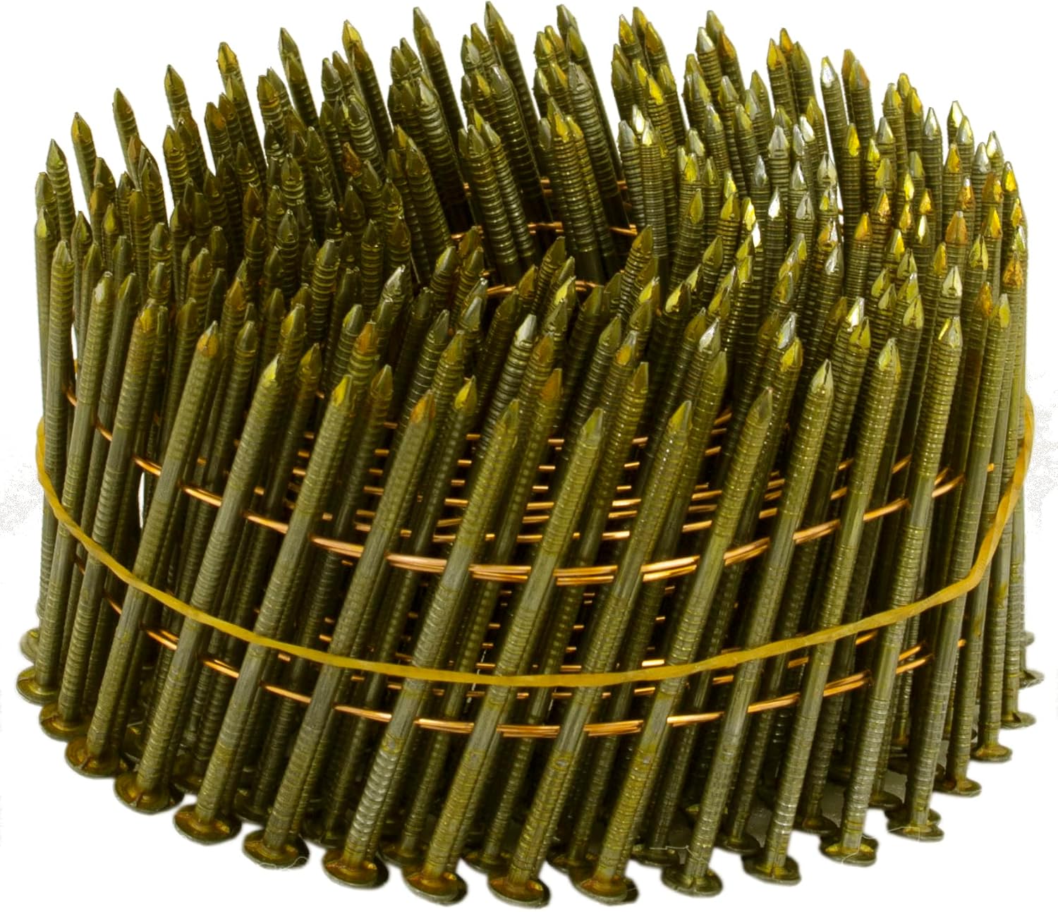 Duda Energy CoilNails2125x0092-15D-CS9000 9000 2-1/4' 15° Carbon Steel Full Round Head Metal Ring Shank Pallet-Making Coil Nails, Count