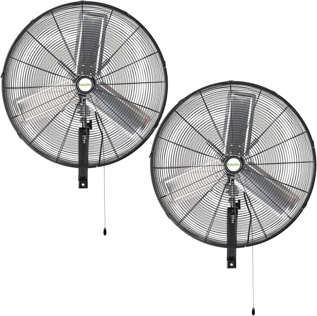 hykolity 30 inch High Velocity Industrial Wall Fan, 9500 CFM 3-Speed Wall Mount Oscillating Fan, Heavy Duty Shop fan for Garage, Warehouse, Workshops, Commercial and Factory, UL Listed, 2 Pack