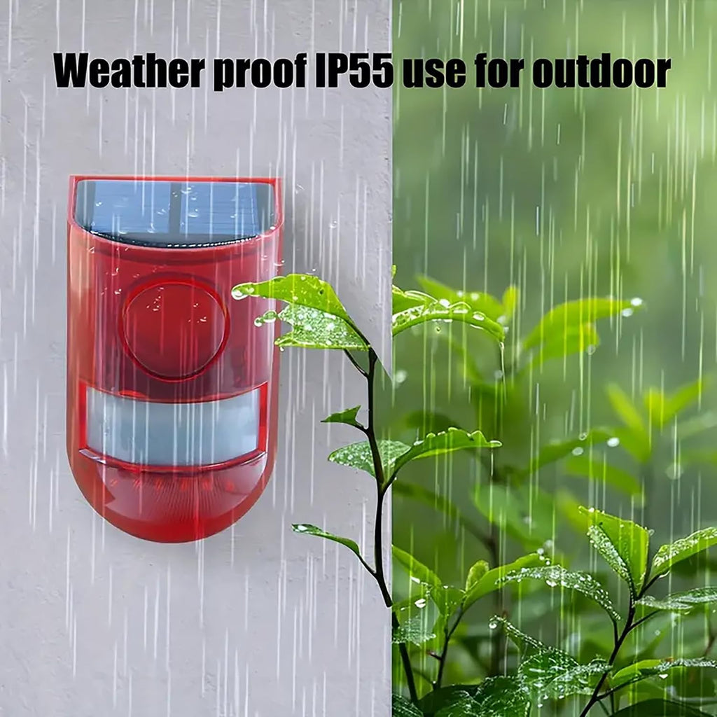 Solar Motion Sensor Alarm Outdoor, 110dB Solar Sound & Light Alarm with 6 LED Flashing Strobe, Wireless PIR Security Siren for Farm, Chicken Coop, Garage & Home Security, USB Rechargeable - 12 Pack