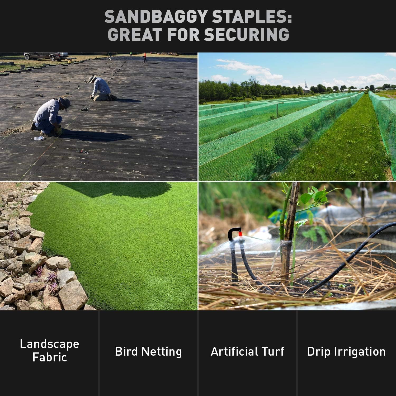 Sandbaggy Galvanized 6 Inch Round Top Landscape Staples ~ SOD Garden Stakes for Drip Irrigation Tubing & PVC Piping - Trusted by Farmers & Contractors Across USA (1,000 Staples)