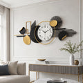 HAVFIFK 59' Large Metal Wall Clock,3D Silent Clock for Living Room | Layered Geometric Design, Easy to Install, Vertical or Horizontal Hanging Wall Art Decor for Bedroom, Dining Room, Office.