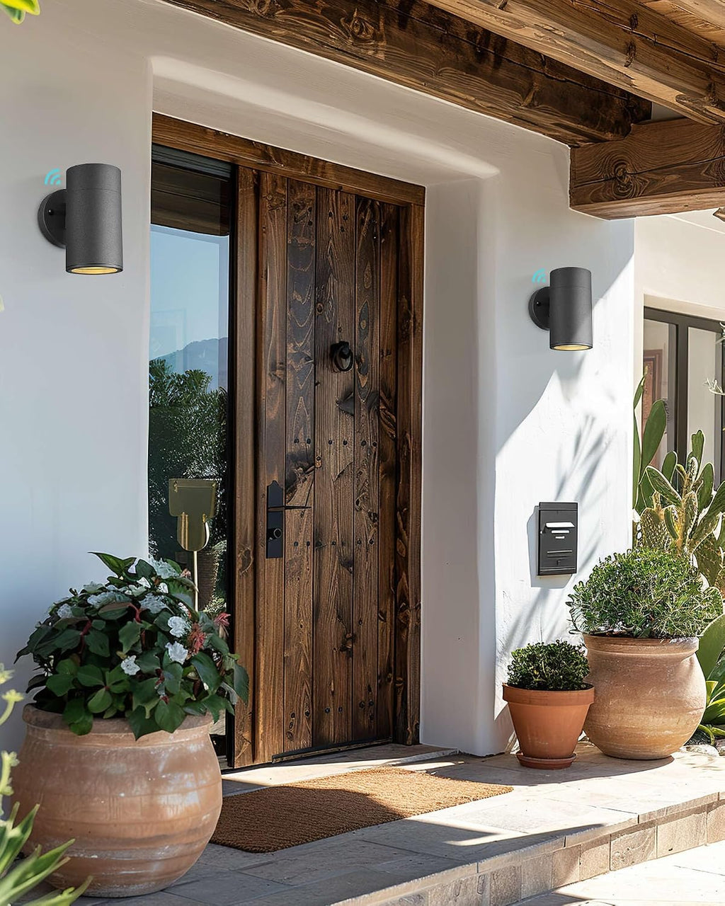 Ken & Ricky Dusk to Dawn Wall Lights, Matte Black Outdoor Porch Light, Modern Outdoor Wall Sconce with Tempered Glass Cover for Porch Garage Patio Doorway Entryway -4 Pack