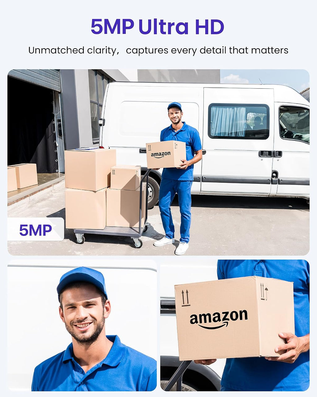 4PCS 5MP PoE Add-on Security Camera, Outdoor Indoor Wired CCTV Camera with Human/Vehicle Detection, Color Night Vision, 2-Way Audio, Works Only NVR, 4 x 60ft Cat5 Cable Included