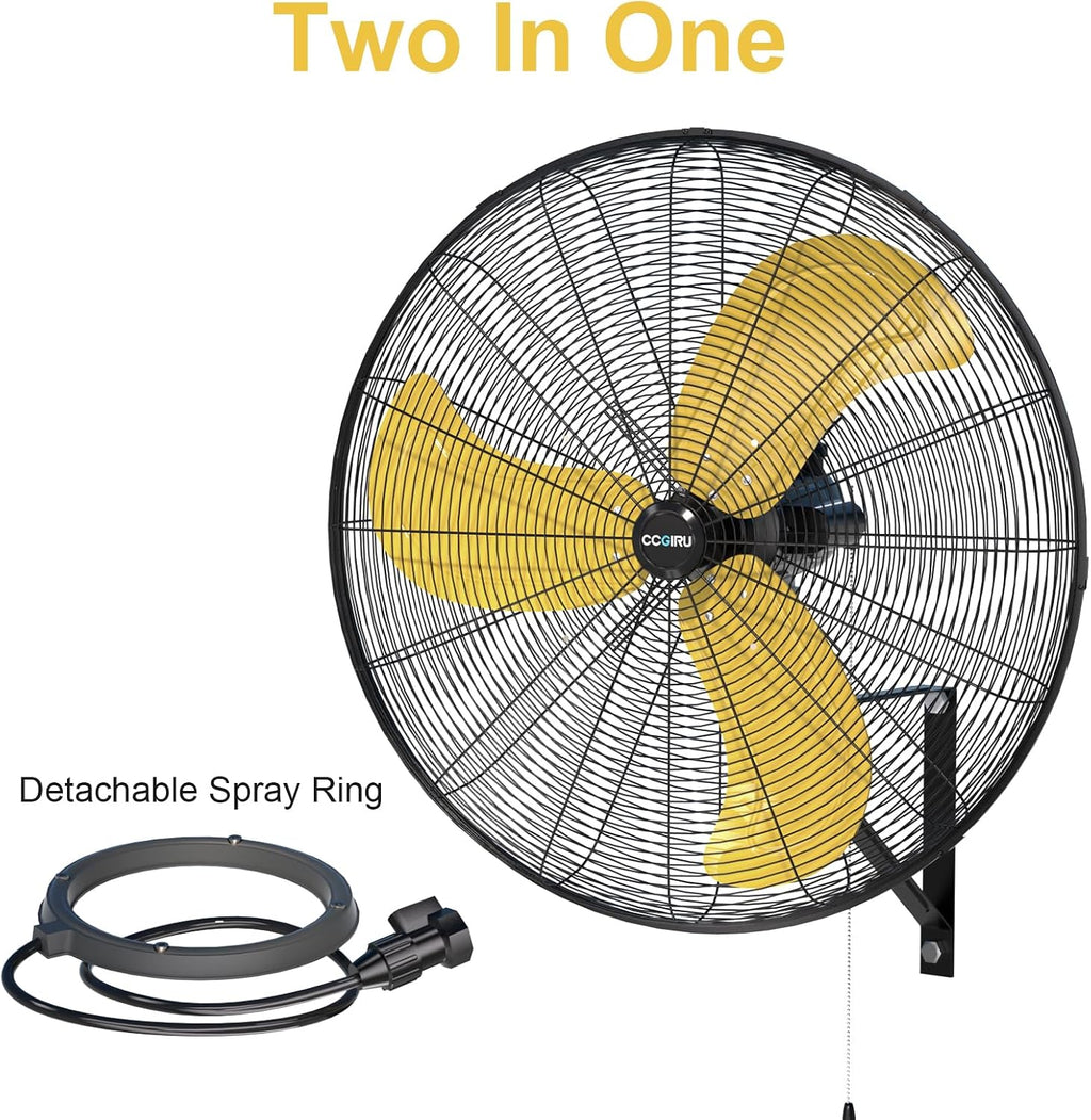 CCGIRU 9600 CFM 30' Outdoor Wall Mount Fans, High Velocity 3-Speed Waterproof Professional Oscillating Wall Fan, Heavy Duty Industrial Fan for Commercial, Garage, Warehouse, UL Listed