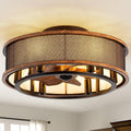20 Inch Ceiling Fans with Lights, Flush Mount Ceiling Fan with 6 Speeds, Ultra Quiet Modern Fandelier for Bedroom, Living Room, Indoor,Ourdoor Use(Dark Walnut)