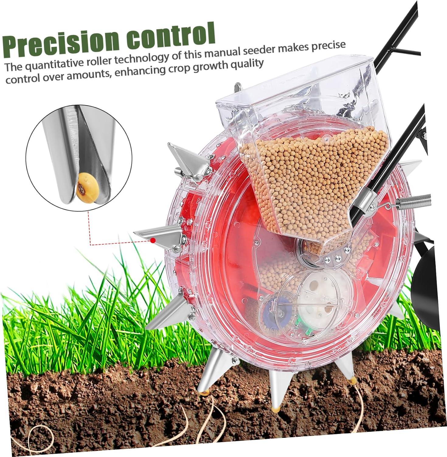 Hand-Push Planter Multi-Functional Precision Gardening Tool for Sowing and Fertilizing No Bending Design for Efficient Planting Agricultural Scenes