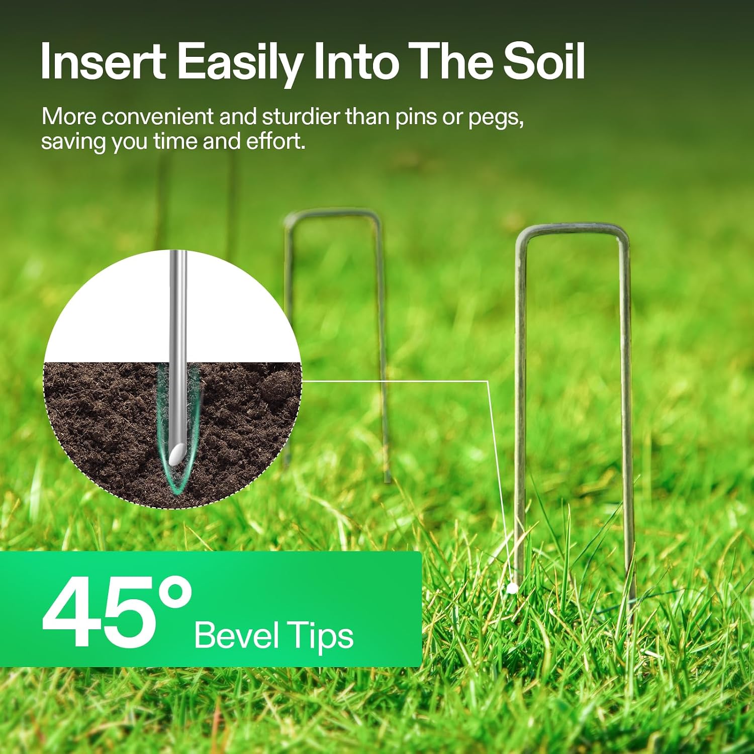 VIVOSUN 3'' Depth Ground Grid and 6 Inch 100-Pack Landscape Staples, Galvanized Steel Garden Stakes 11 Gauge U-Shaped Pins for Weed Barrier Fabric, Soaker Hose, Holding Fence