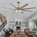 65'' Ceiling Fan with Light and Remote, Large DC Motor Fan, 6 Reversible Blades, 18W LED 3000K–5000K, Matte Black & Antique Brass Modern Ceiling Fan for Living Room Patio