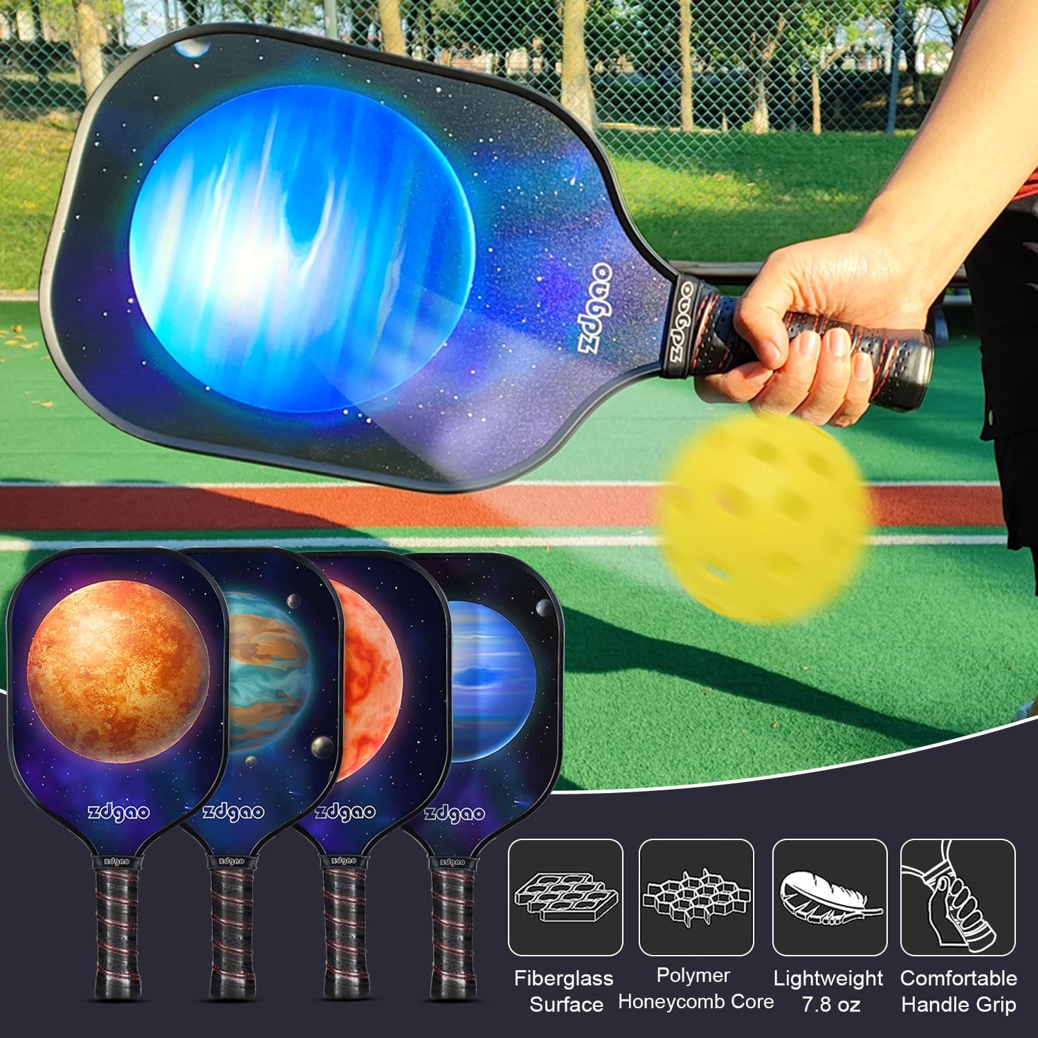 Zdgao Portable Pickleball Net with 4 Paddles Set for Indoor & Outdoor | 22 FT Regulation Size Net, Weather-Resistant Steel Frame, Outdoor Pickle balls, Easy Setup for Driveway, Backyard