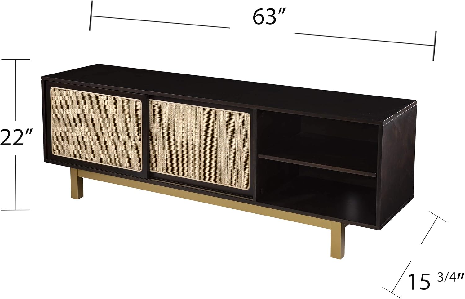 SEI Furniture Carondale Sliding Door Media Stand, Brown and Gold