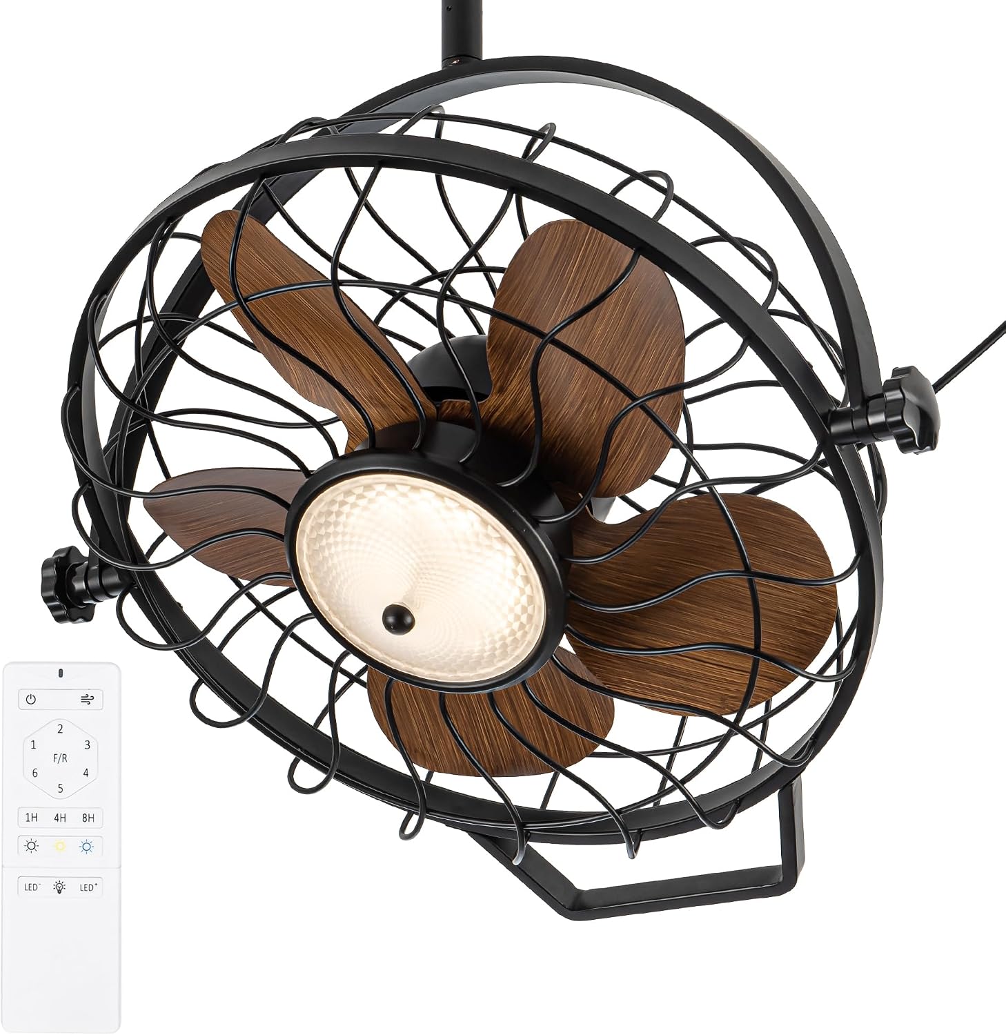 NORFOLK Waterproof Ceiling Fans with Lights, Garage Ceiling Fan with Plug In Cord, 20'' Remote Control with Dimmable LED for Workshop, Gazebo, Patios, Pergola