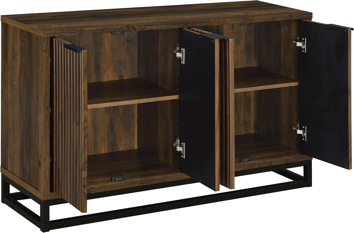 Coaster Home Furnishings - Ryatt - 4-Door Engineered Wood Accent Cabinet with Fluted Design, Two Shelves - Transitional Style - Living Room, Entryway & Home Kitchen - Dark Pine - 950393