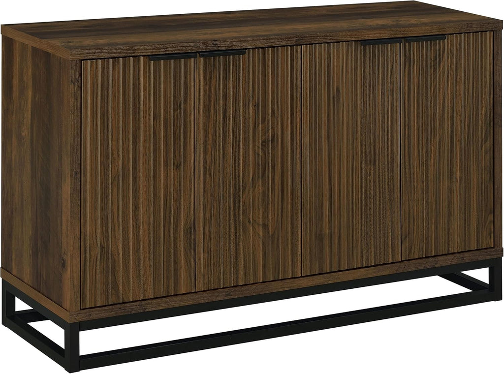 Coaster Home Furnishings - Ryatt - 4-Door Engineered Wood Accent Cabinet with Fluted Design, Two Shelves - Transitional Style - Living Room, Entryway & Home Kitchen - Dark Pine - 950393