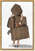 The Oliver Gal Artist Co. Fashion and Glam Framed Wall Art Canvas Prints, Bags-Orange' Travel Essentials Home Décor, 16 in x 24 in, Brown, White