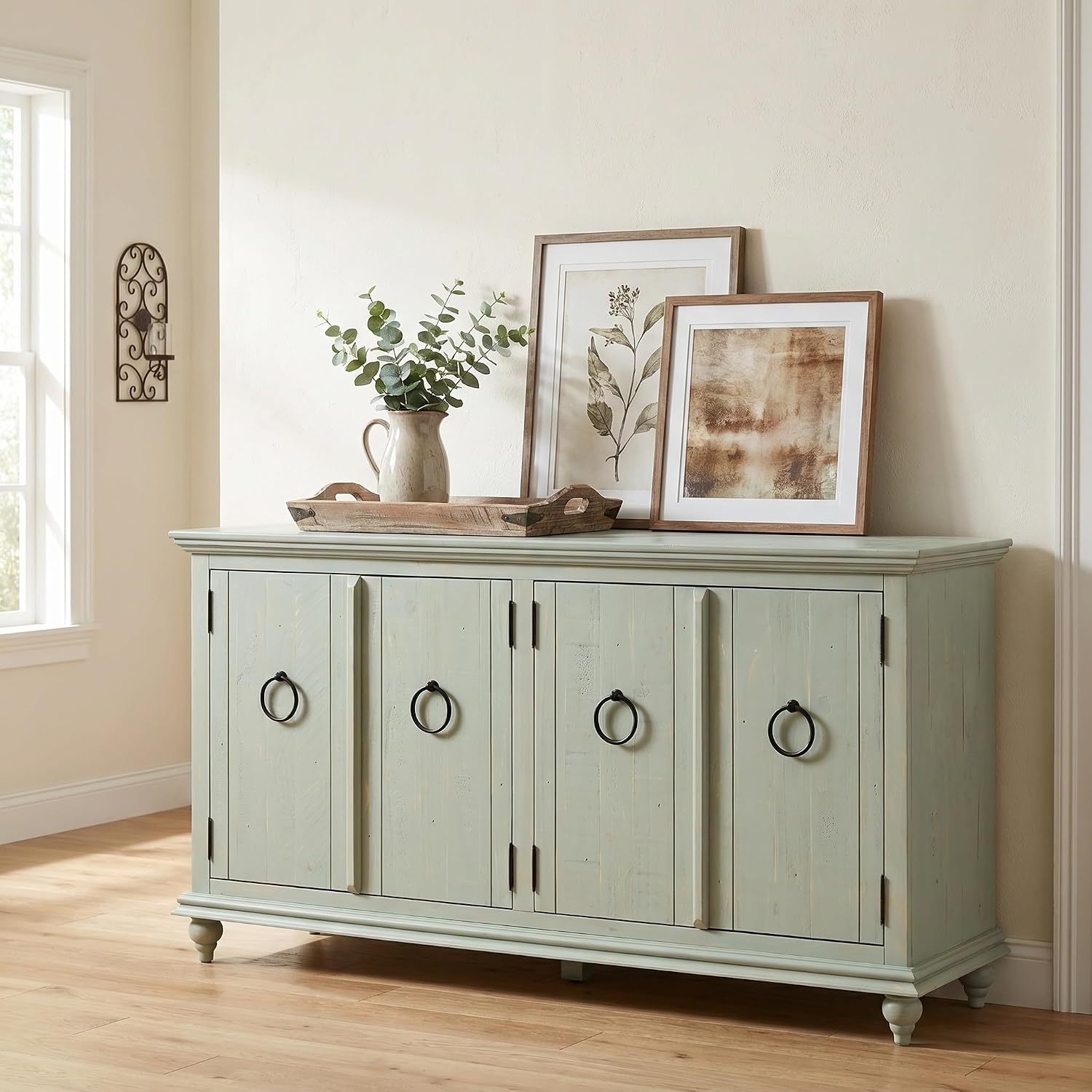 Martin Svensson Home Garden District Antique Sage Green Solid Wood 65' TV Stand