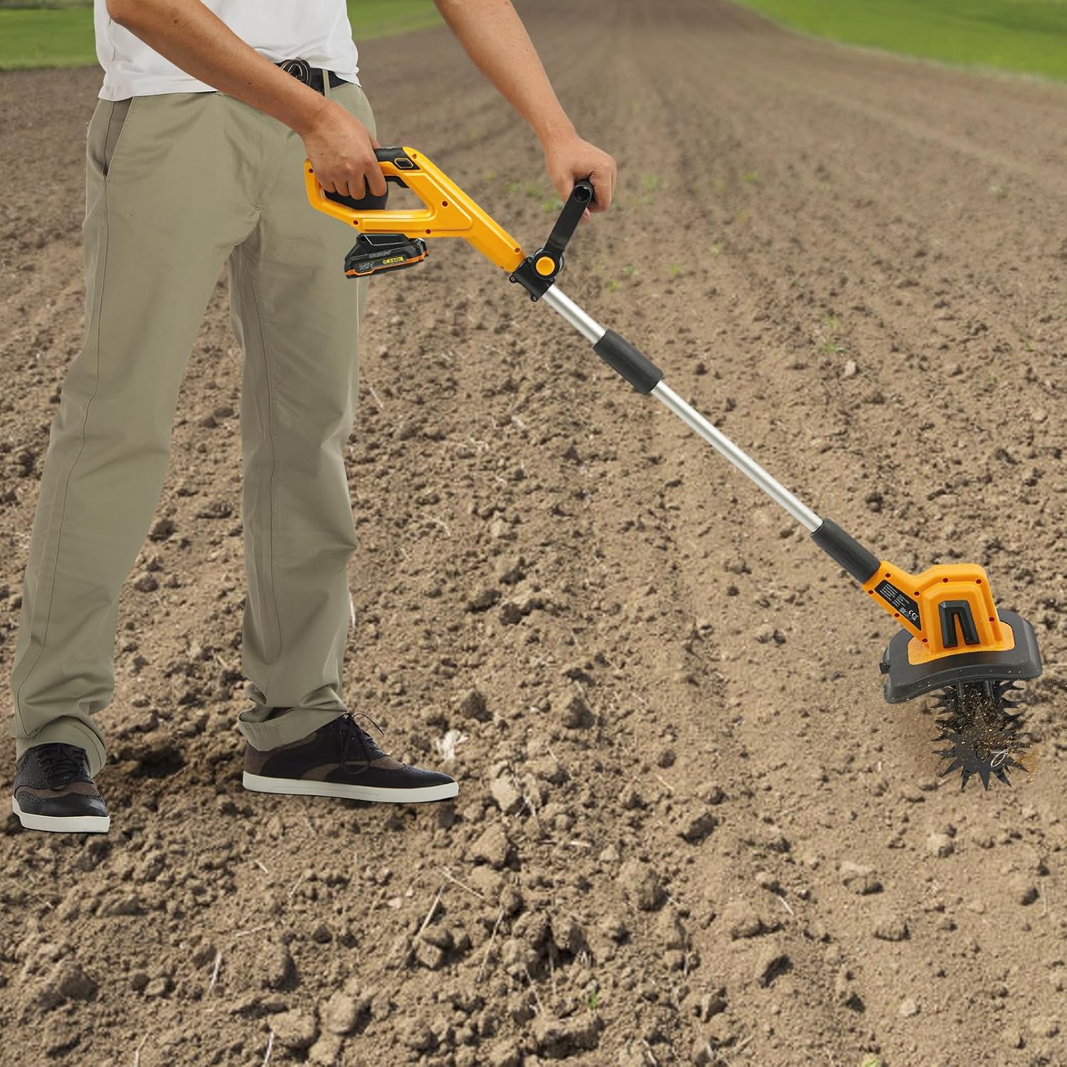 20V Cordless Tiller Cultivator, Electric Garden Micro Tilling Machine, 270RPM Cordless Electric Garden Tiller Cultivator for Lawn/Gardening/Soil Cultivation
