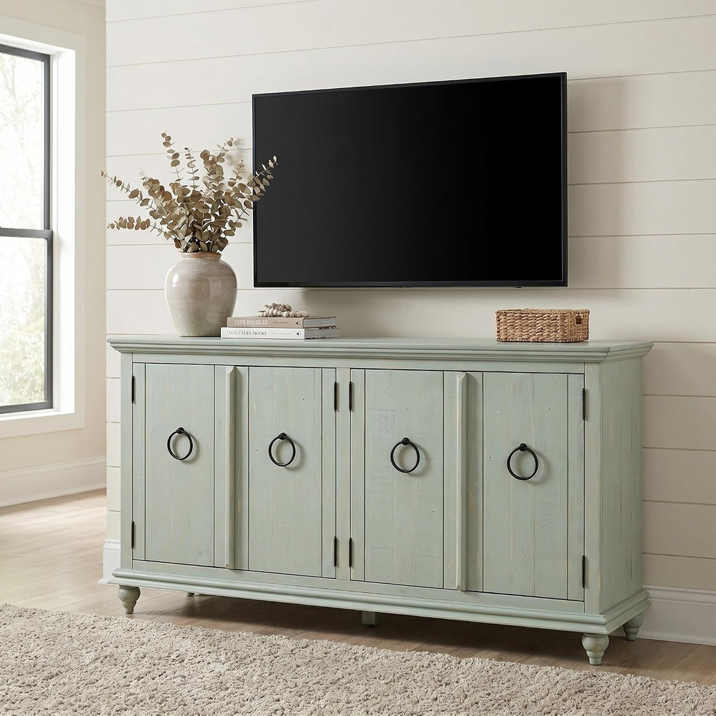 Martin Svensson Home Garden District Antique Sage Green Solid Wood 65' TV Stand