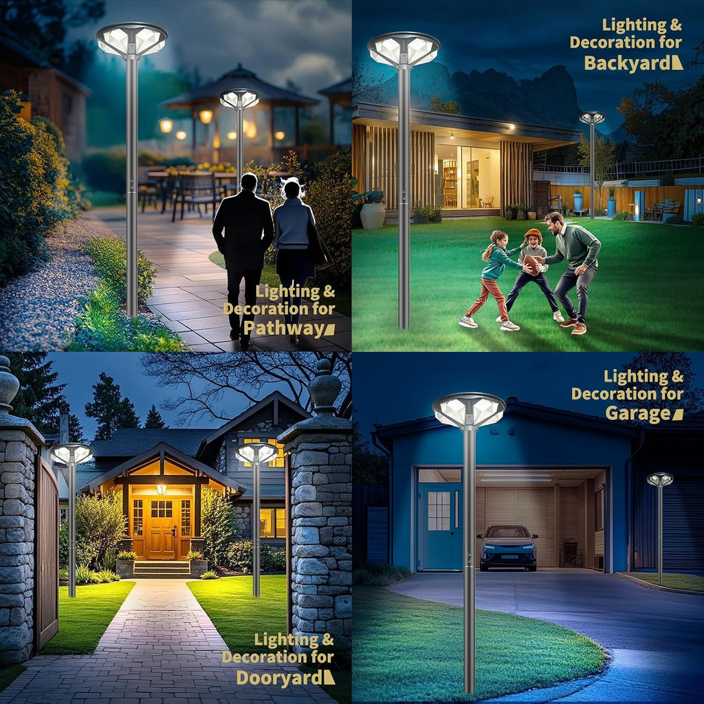 Solar Lamp Post Light Outdoor with Motion Sensor, Waterproof Dusk to Dawn LED Street Light, High Lumen Lamp Post Head Replacement for Yard Garden, Fit 3'' & 2 3/8'' Pole(Not Included Pole)