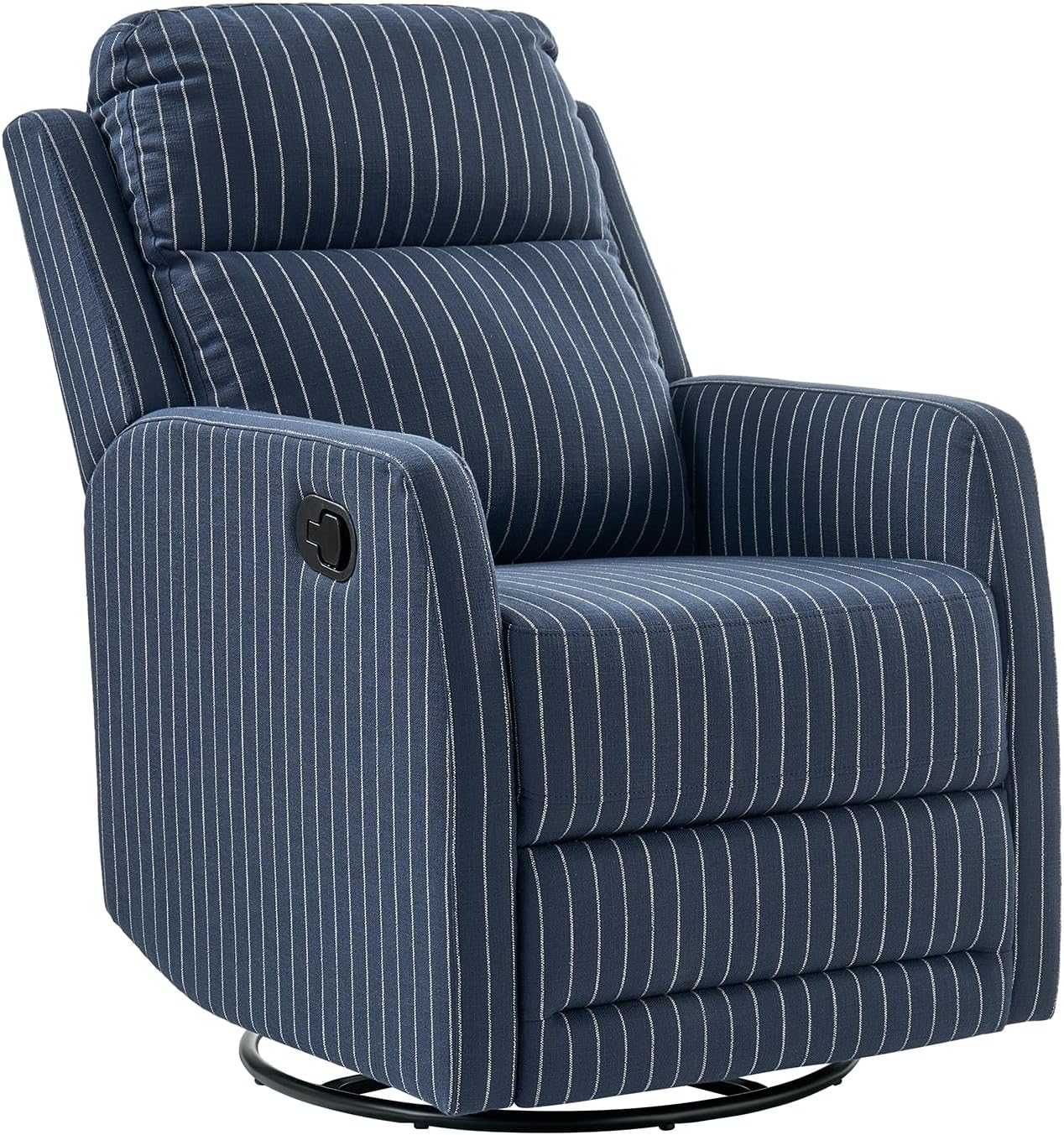 HULALA HOME Swivel Rocker Recliner Adjustable Home Theater Single Fabric Recliner Sofa Furniture, Living Room Rocking Recliner Chairs Nursery, Set of 2 Navy Striped Pattern
