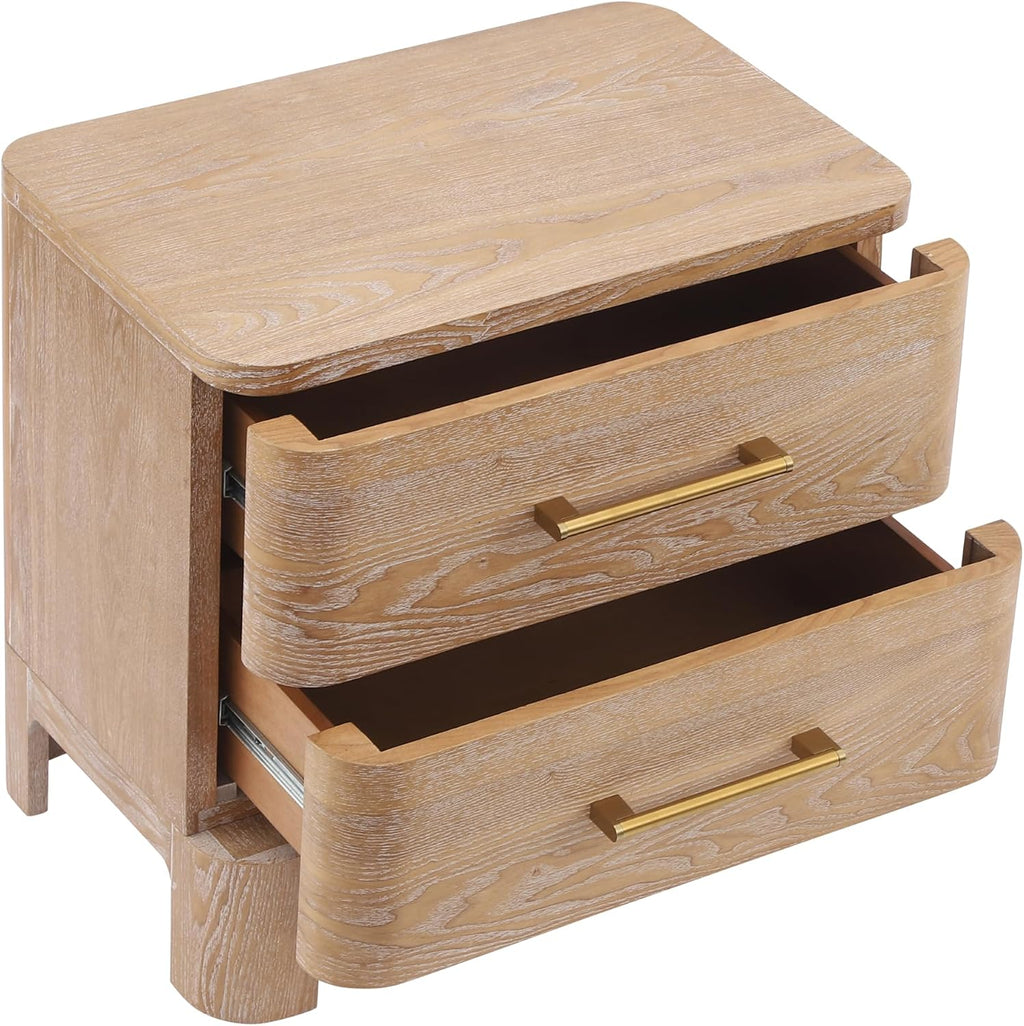 Christopher Knight Home Egbert Modern Nightstand with Drawers, Wooden Small Night Stand with Rounded Corners Design, Bedside Table/End Table for Bedroom, Multipurpose Storage Cabinet, Natural