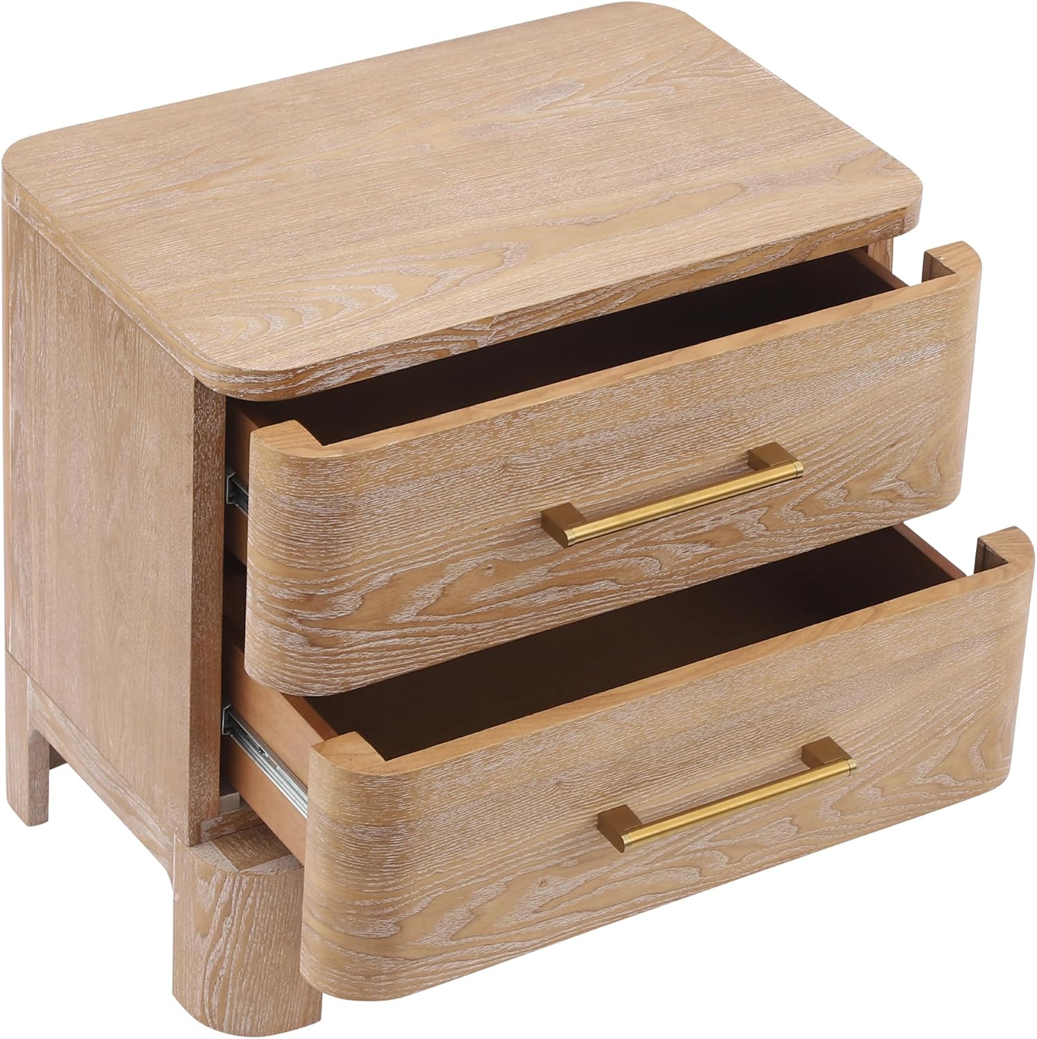 Christopher Knight Home Egbert Modern Nightstand with Drawers, Wooden Small Night Stand with Rounded Corners Design, Bedside Table/End Table for Bedroom, Multipurpose Storage Cabinet, Natural
