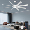 Ohniyou 72 Inch Industrial Ceiling Fan with Lights Remote Control, Large Ceiling Fan with 8 Aluminum Blades, 3 CCT, 6-Speed Quiet DC Motor for Living Room, Covered Outdoor, Shop, Garage(Silver)