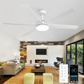 60 Inch Ceiling Fans with Lights and Remote, Indoor Outdoor Modern White Ceiling Fan with Light, Reversible DC Motor Dual-Sided Blades, 3CCT, Large Farmhouse Ceiling Fan for Living Room Bedroom