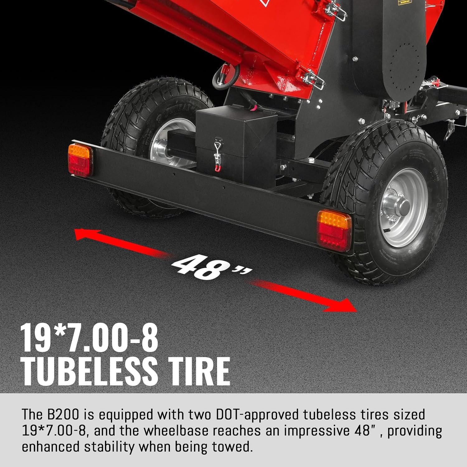 MechMaxx 8'' inch Honda 688cc 22HP Electric Start Gasoline Powered Engine 4-Wheels Towable Wood Chipper Shredder Mulcher with Towbar/Tail Light/Emergency Stop Switch, Model B200