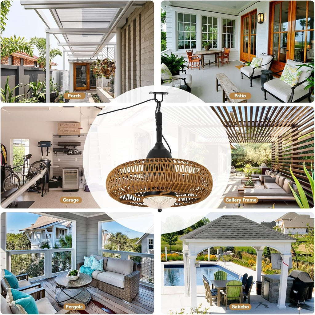Waterproof Outdoor Ceiling Fan with Lights Remote Control