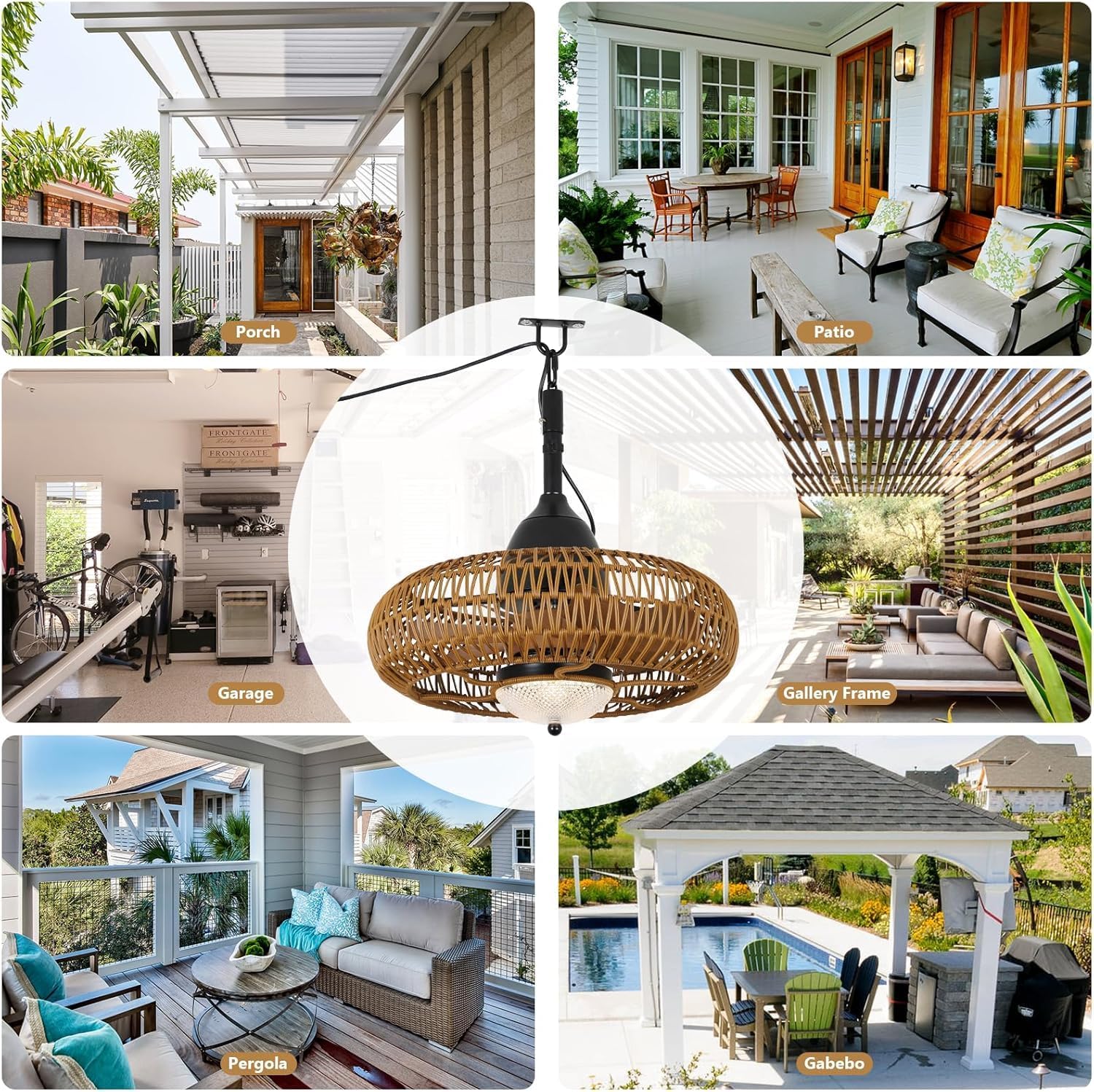 Waterproof Outdoor Ceiling Fan with Lights Remote Control