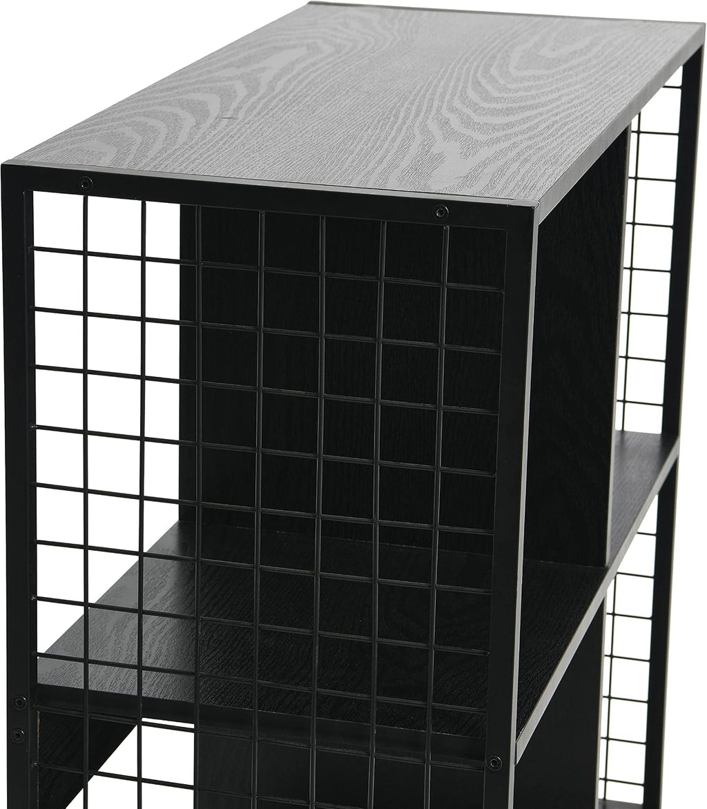 Household Essentials Black Oak & Iron 4-Cube Display Shelf