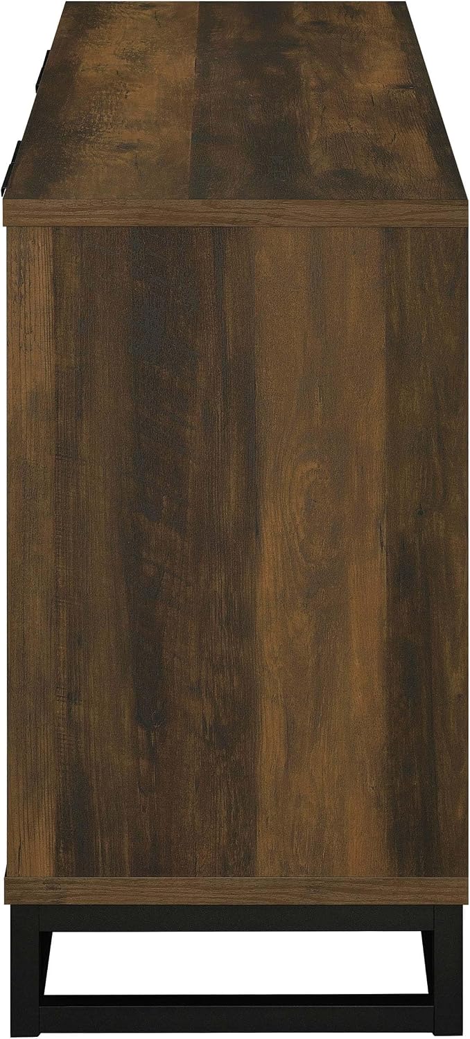 Coaster Home Furnishings - Ryatt - 4-Door Engineered Wood Accent Cabinet with Fluted Design, Two Shelves - Transitional Style - Living Room, Entryway & Home Kitchen - Dark Pine - 950393
