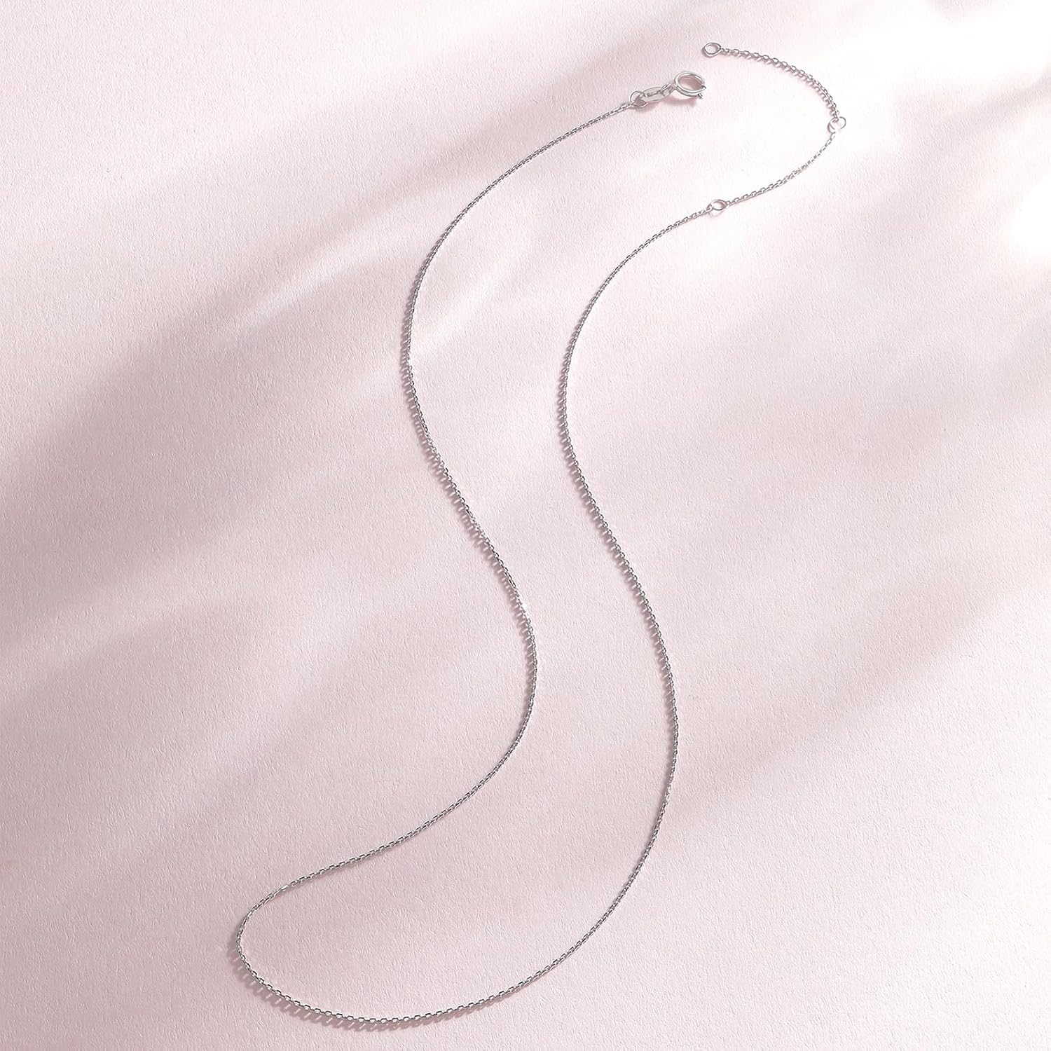 ZHOU LIU FU 18K Gold Chain Necklace Diamond Cut Cable Chain Link Necklace Real Yellow/Rose/White Gold Chains for Women with Spring-Ring Clasp Dainty Jewelry Present Size 15.7'+2'