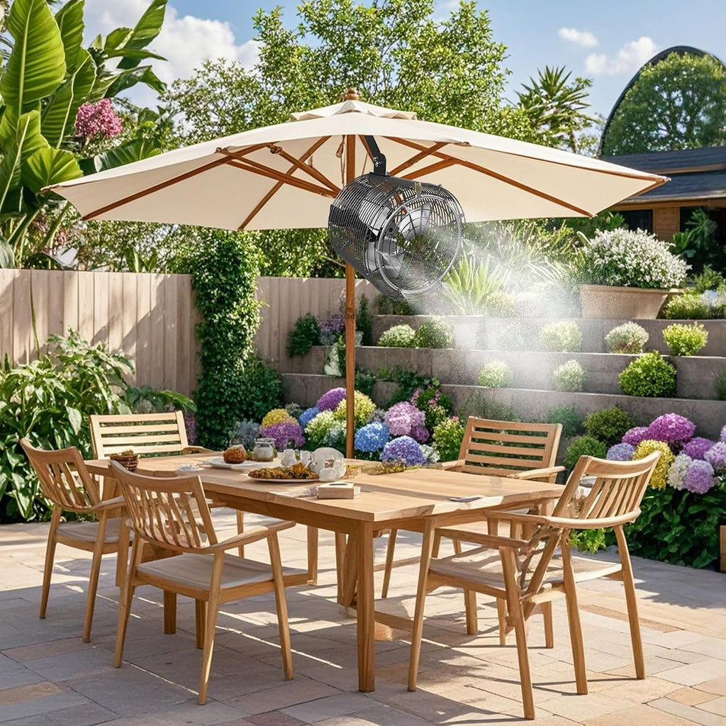 Greenhouse Air Circulation Fan with Mist and Water Pipe 1/10 HP 115V Ceiling Wall Mount Fan High Speed Circulation for Greenhouse, Warehouse, Patio, Garage 1470CFM, 15000BTU, ETL Listed