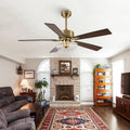 52 Inch Gold Ceiling Fans with Lights, Modern Black & Gold Ceiling Fan with Remote for Bedroom Living Room, PS Petal Chandelier Fan, 3CCT Dimmable, 6 Speeds, Quiet DC Motor Indoor Ceiling Fan