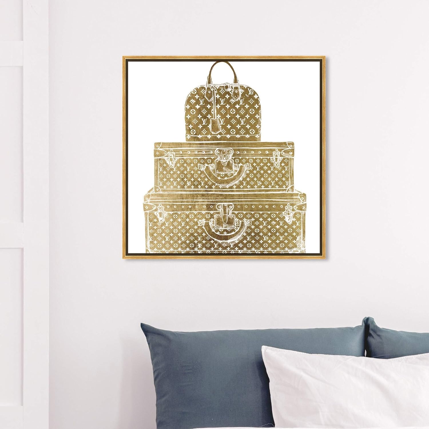 The Oliver Gal Artist Co. Fashion and Glam Framed Wall Art Canvas Prints 'Royal Bag and Luggage Gold Diecut' Travel Essentials