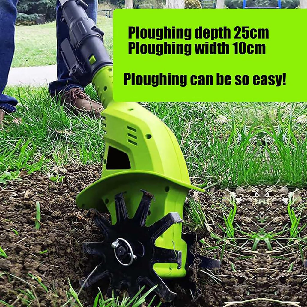 Electric Garden Tiller,Cultivators Electric Cordless, Lightweight,Garden Cordless Tillers Electric Cultivator with Lithium Battery and Fast Charger for Garden