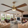 52 Inch Gold Ceiling Fan with Lights and Remote, APP Control, Quiet Reversible DC Motor, Dimmable LED Ceiling Fan, Modern Indoor Ceiling Fan for Bedroom Living Room Dining Room