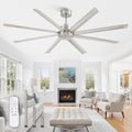 ZMISHIBO 84' Large Industrial Ceiling Fans No light with Aluminum 8 Blades, Commercial Ceiling Fan without Light, Quiet DC Motor, 6 Speeds, Indoor Outdoor Ceiling Fan for Patio, Garage, Shop,Nickel