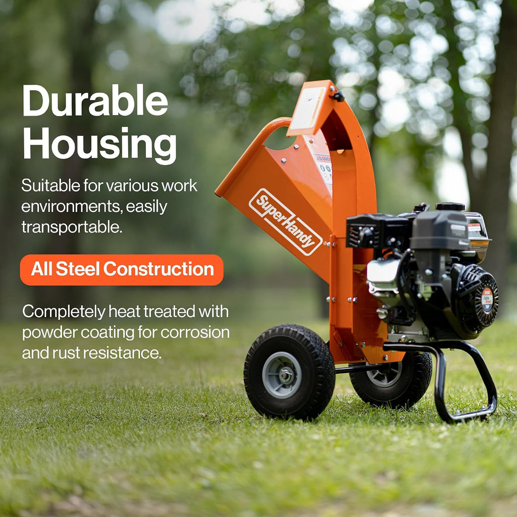 SuperHandy Mini Wood Chipper Shredder Mulcher Heavy Duty 7HP Compact Design 3' Inch Max Capacity