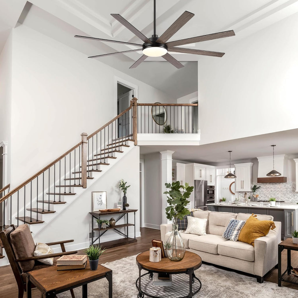 72 Inch Ceiling Fans with Lights - Large Black Ceiling Fan with Light and Remote for Bedroom Living Room Indoor - 6 Speeds Reversible DC Motor, 3 CCT, Timer Remote Control