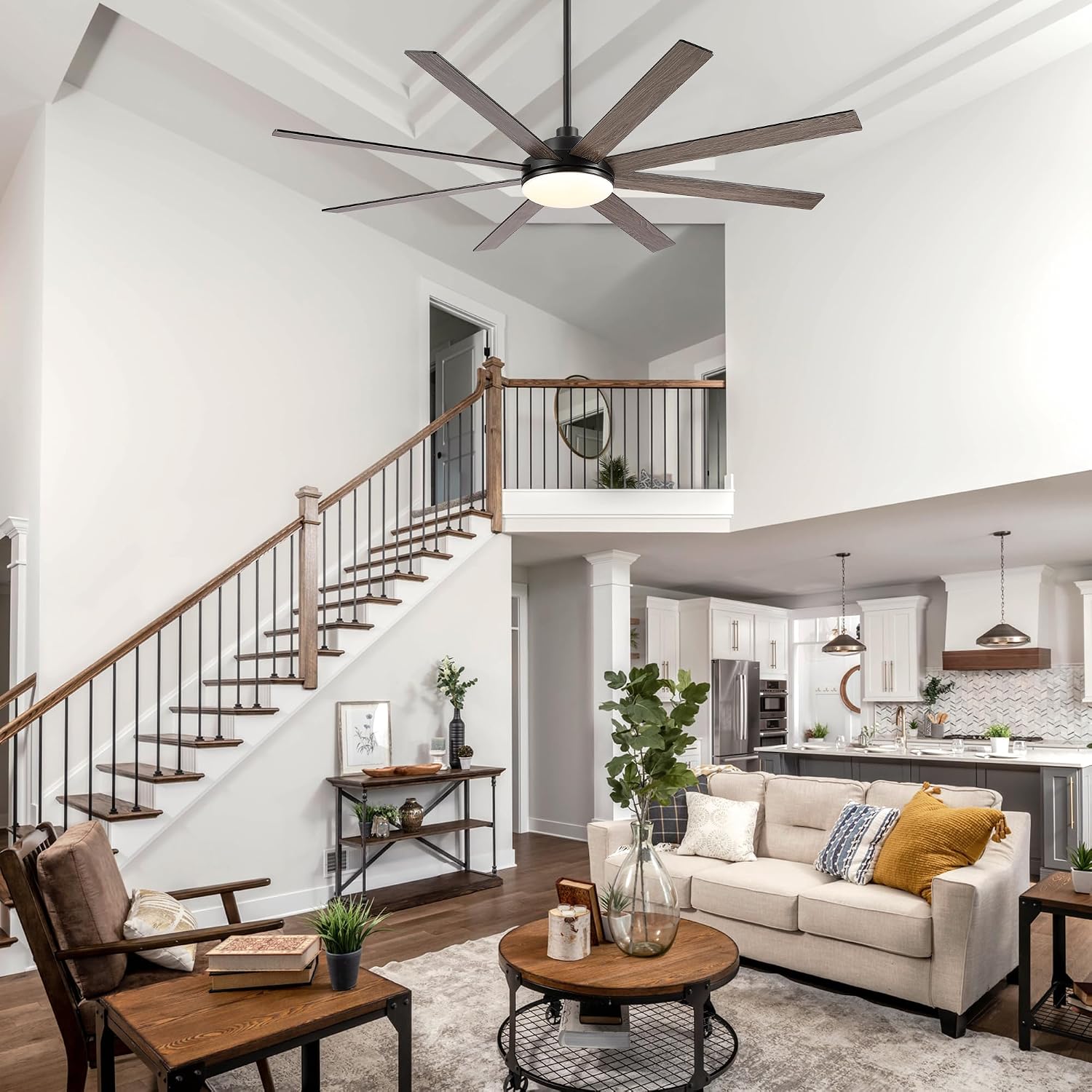 72 Inch Ceiling Fans with Lights - Large Black Ceiling Fan with Light and Remote for Bedroom Living Room Indoor - 6 Speeds Reversible DC Motor, 3 CCT, Timer Remote Control