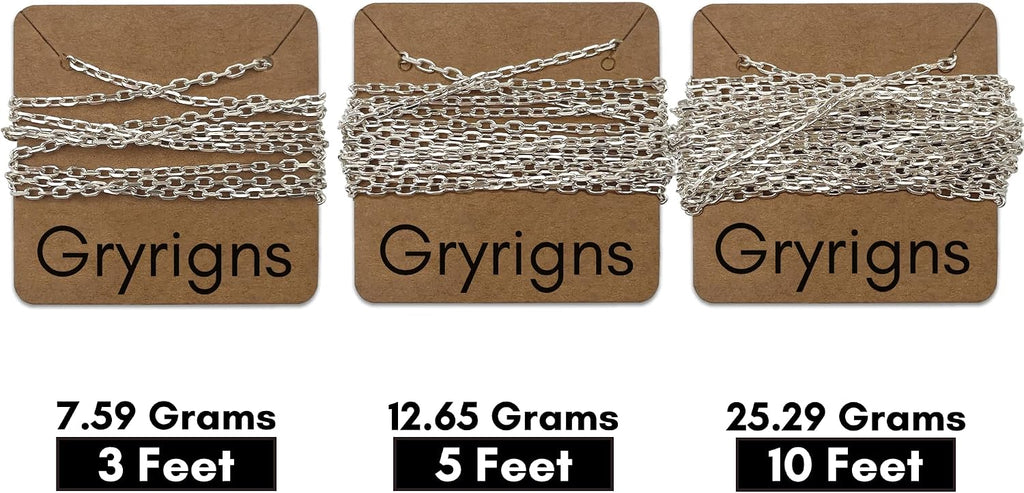 Gryrigns 5Feet 2.1mm 925 Sterling Silver Cable Chain Link Bulk for DIY Craft Jewelry Making (12.65 Grams)