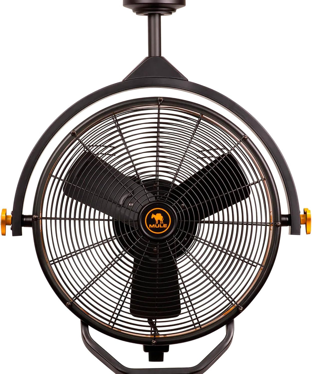 MULE 18 in. 3 Speed Ceiling Mounted Plug-In Cord Garage Fan with Remote - 52035-01 (Black & Yellow)