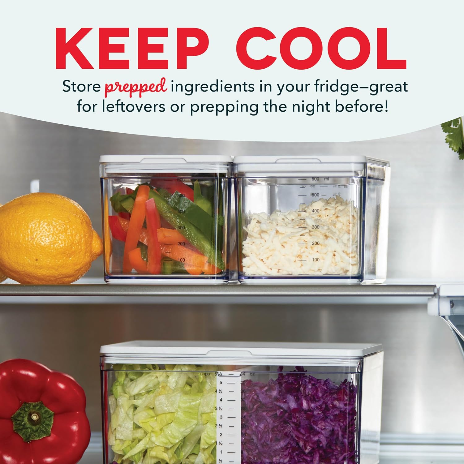 Prepdeck Gen 2 Recipe Prep & Storage Station - 8 Essential Tools + Deluxe Cutting Board, 14 Plastic Containers + Super-Seal Lids, Removable Trash Compartments, Tablet Stand Included - White Stone