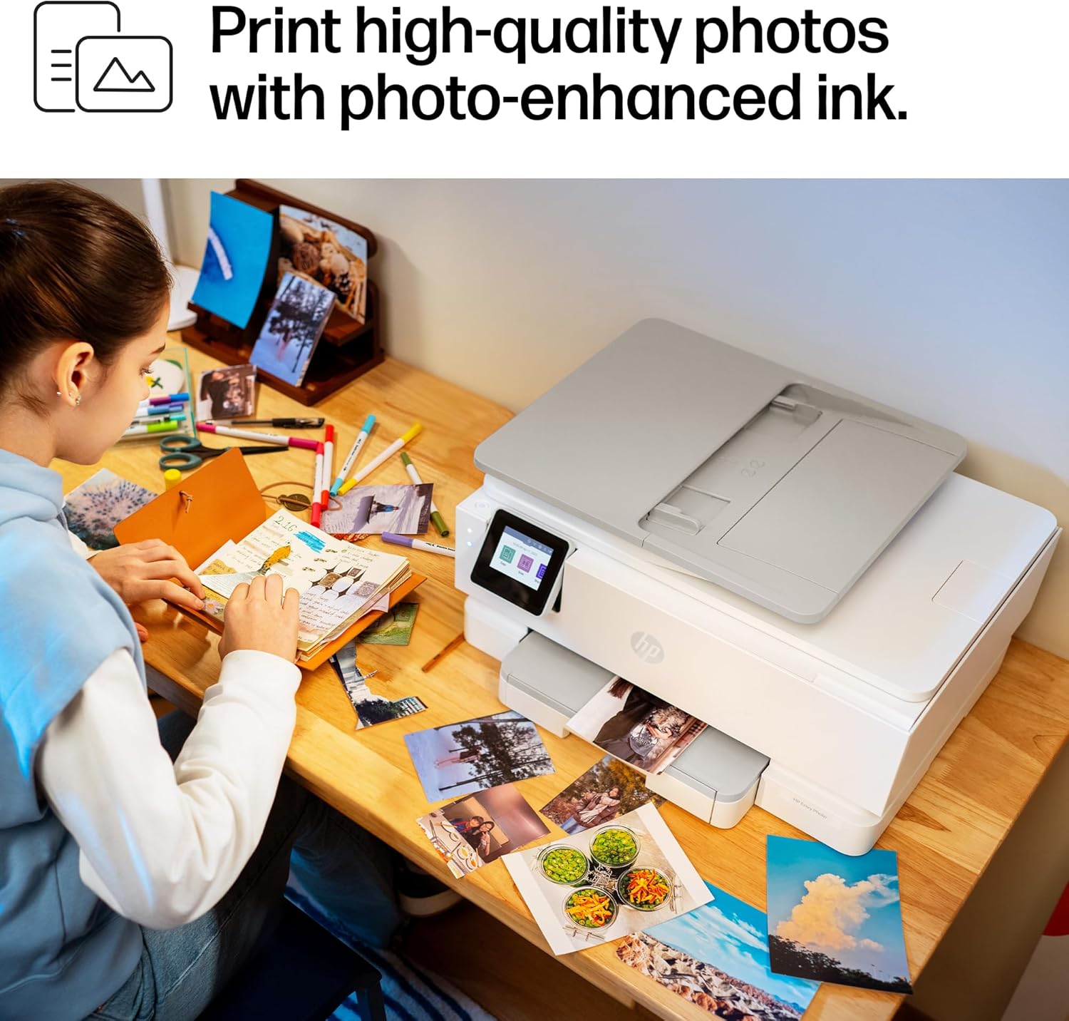 HP Envy Photo 7975 Wireless Color Inkjet Photo Printer, Print, scan, Copy, Easy Setup, Mobile Printing, Best-for-Home, 3 Month Instant Ink Trial Included, AI-Enabled (B63K3A)